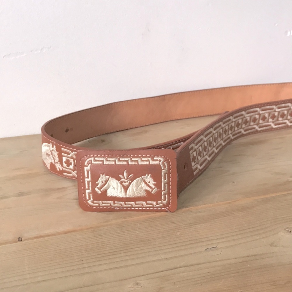 AUTHENTIC MEXICAN WESTERN YAC leather silk horse BELT